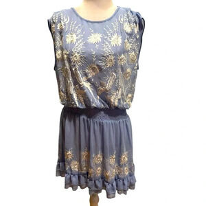 Free People embroidered light blue dress size S
